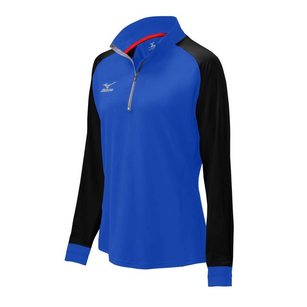 Chaqueta Mizuno Prime 1/2 Zip Mujer Azul Real/Negras Outlet NAYO-70836